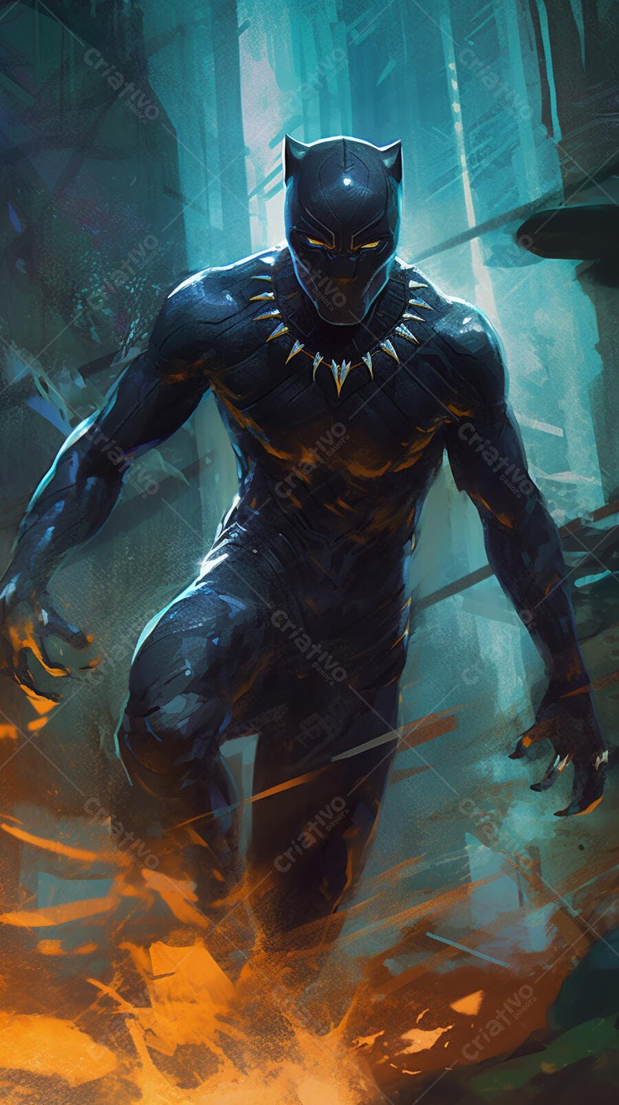 Pantera Negra em cenário sombrio