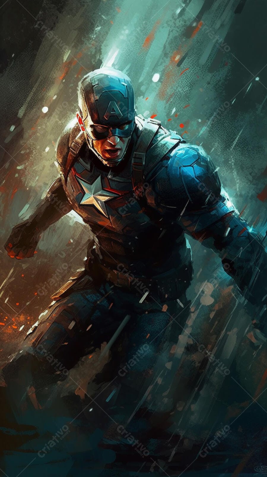 Capitão América Arte Digital Combate