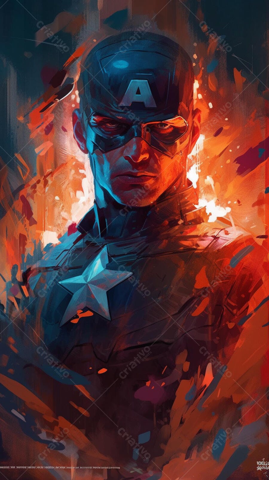 Capitão América retrato estilo pintura abstrata