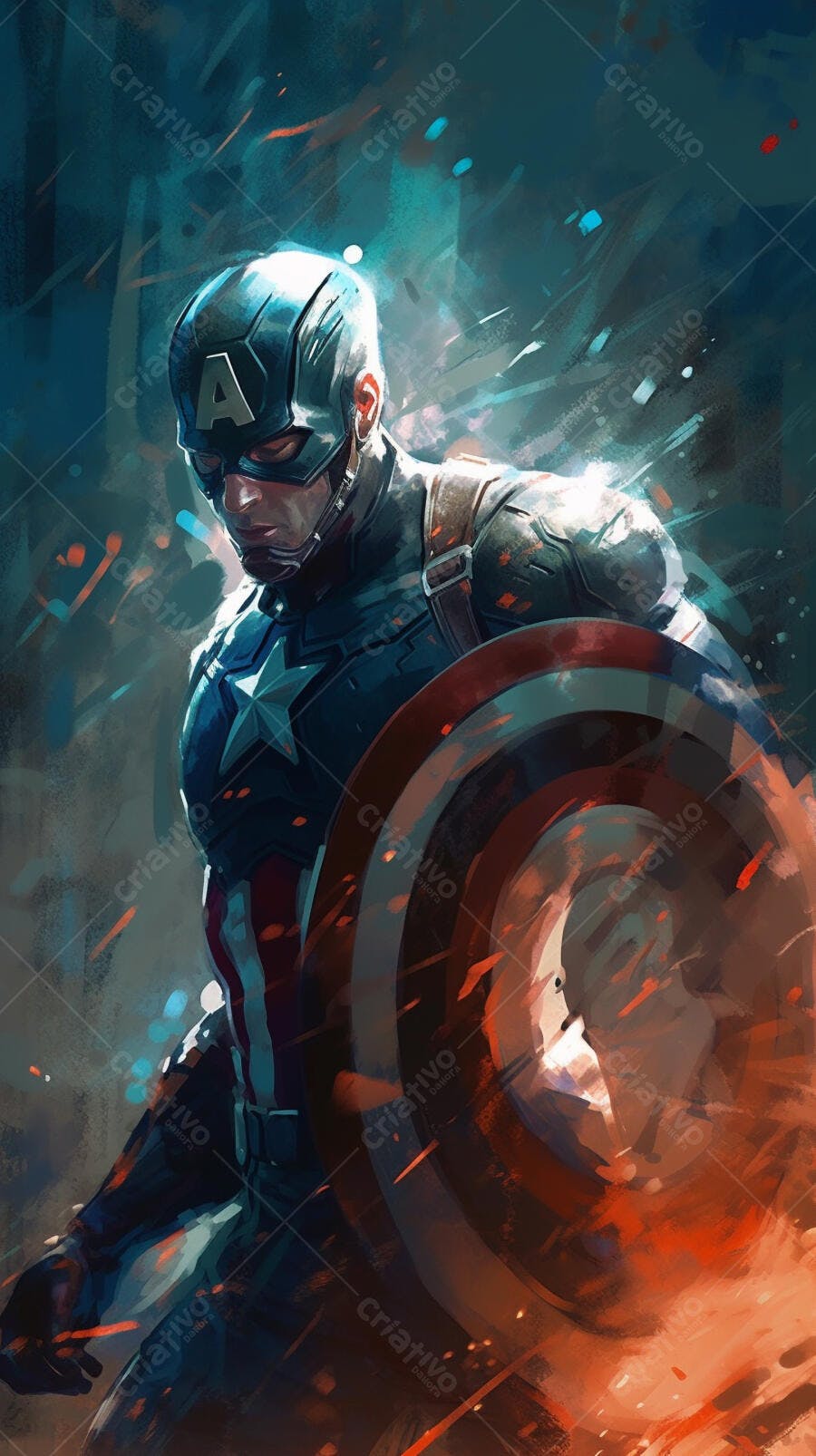 Capitão América Arte Digital Escuro e Vermelho