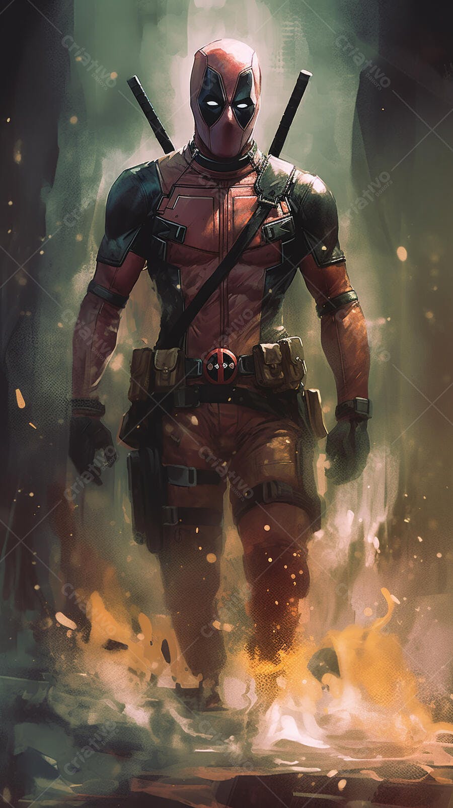 Deadpool em Fogo Arte Digital