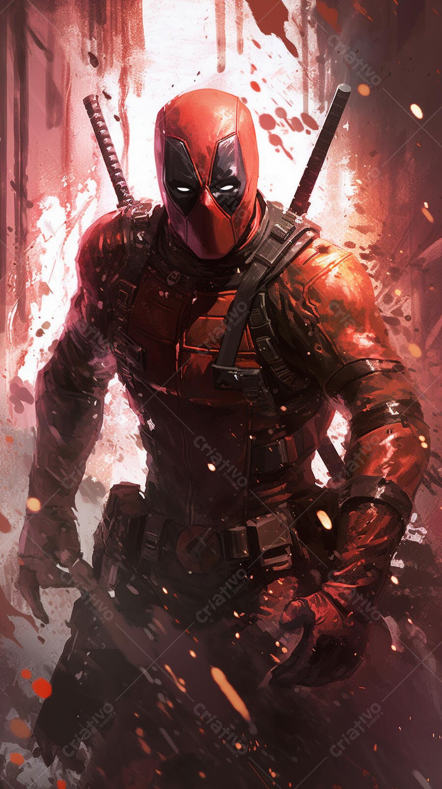 Deadpool arte digital vermelho e preto