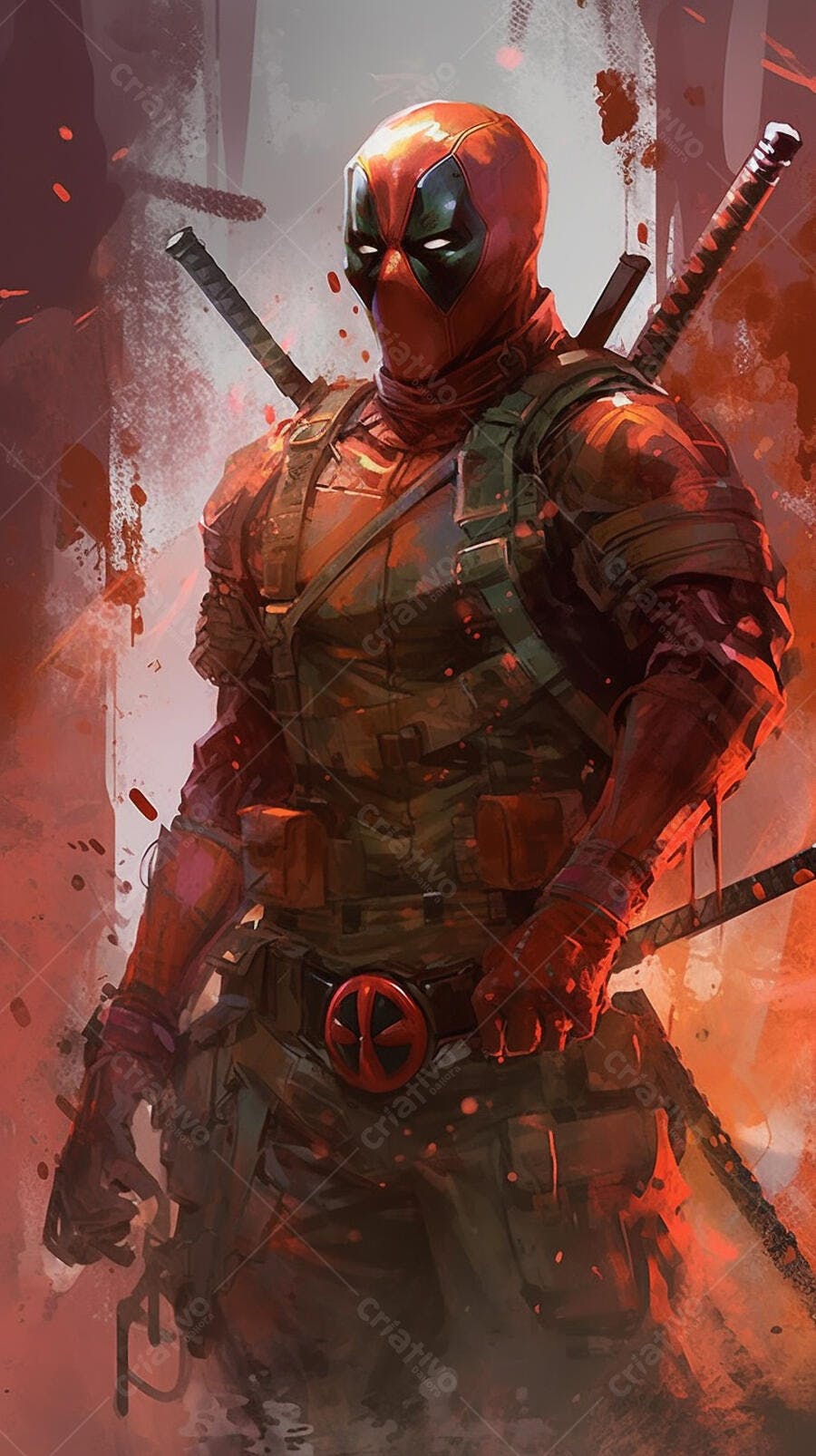Deadpool Arte Digital Vermelho Sangue