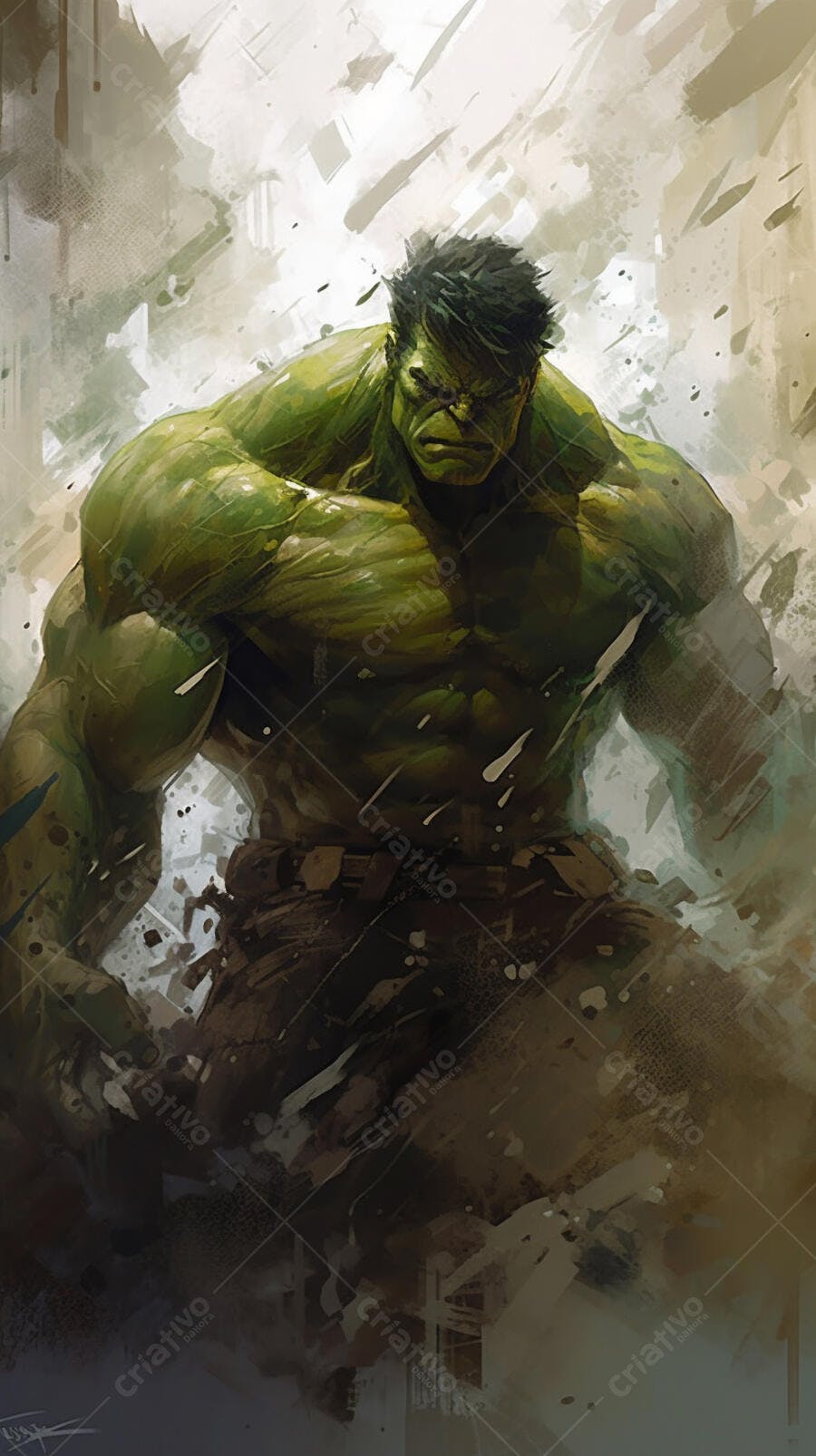 Hulk Verde Furioso Arte Digital