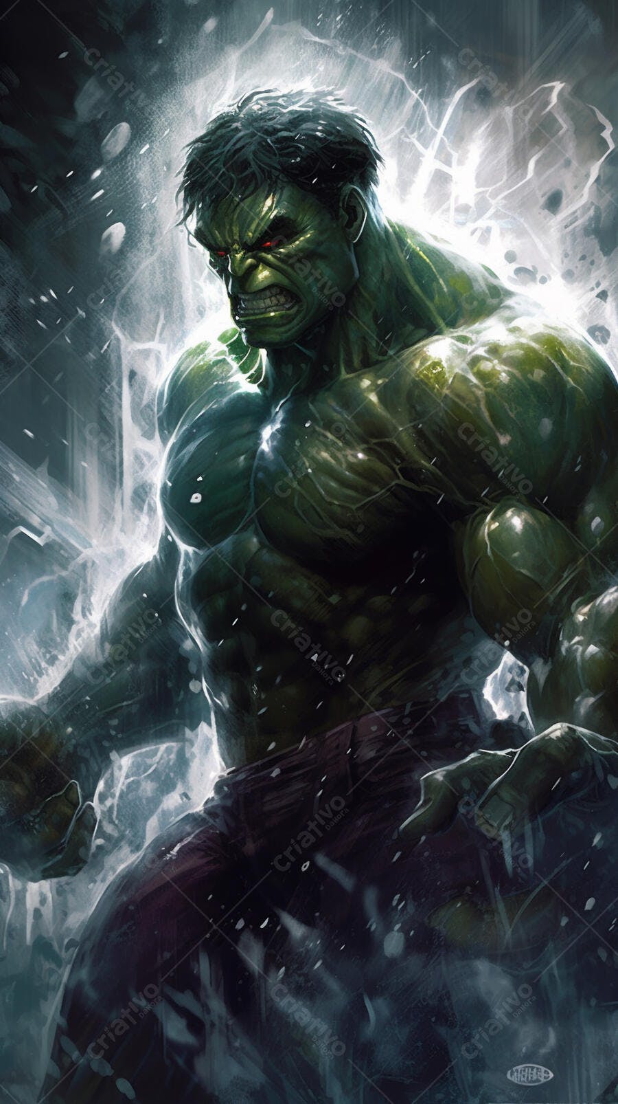 Hulk furioso em cenário de energia