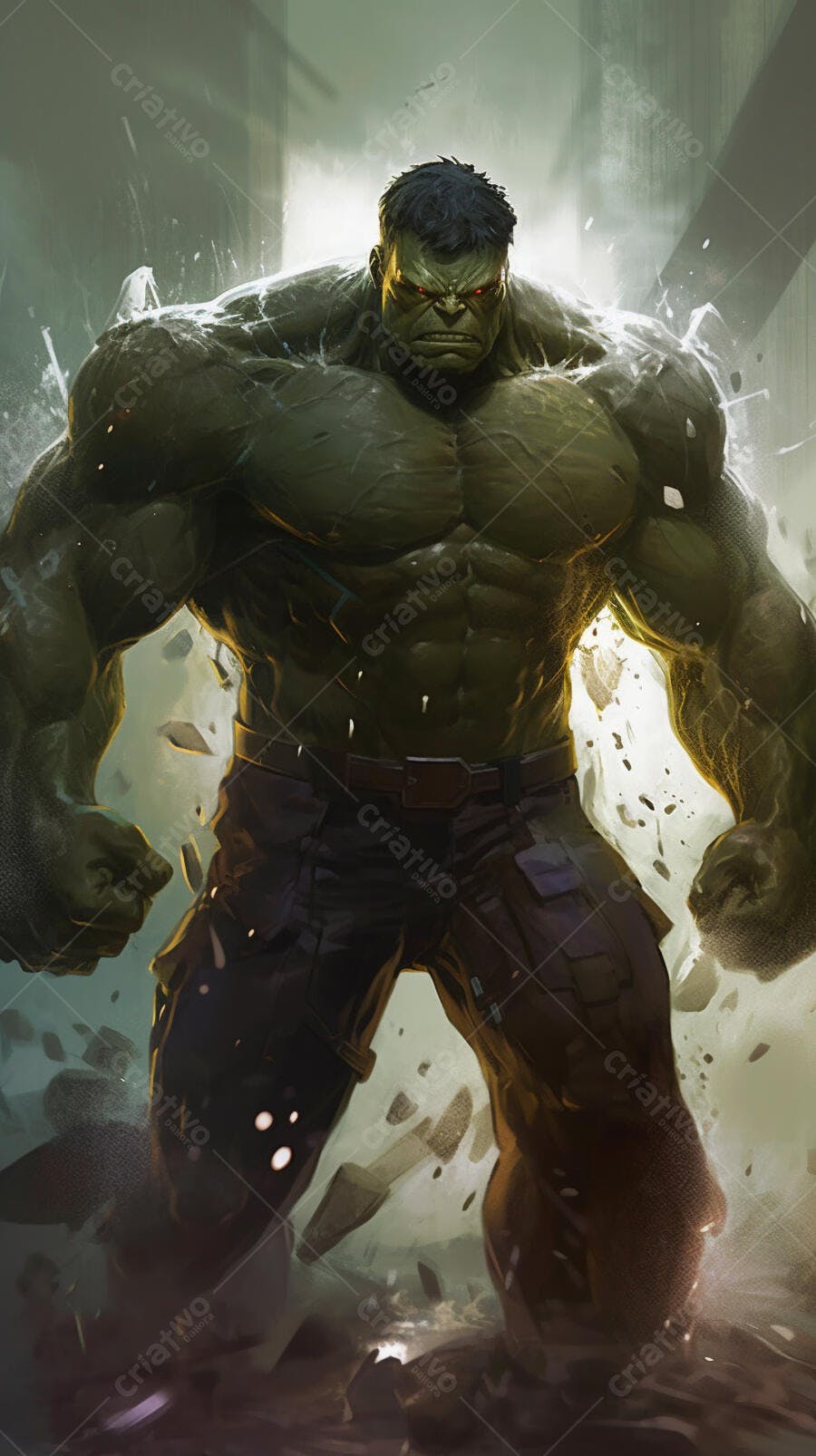 Hulk Verde Furioso quebrando concreto