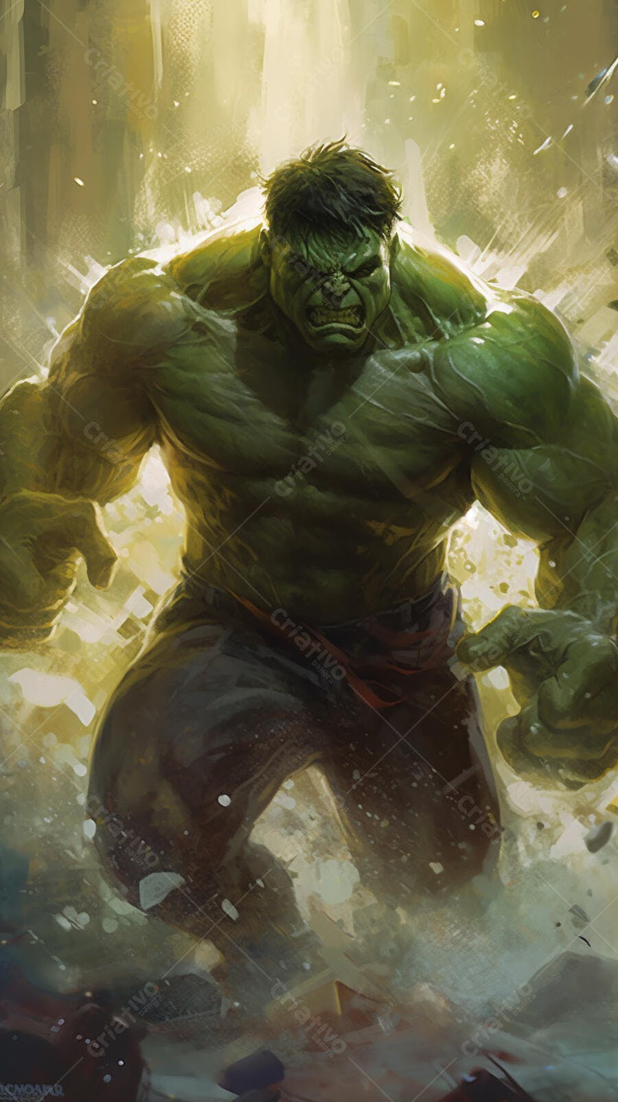 Hulk furioso em cenário urbano