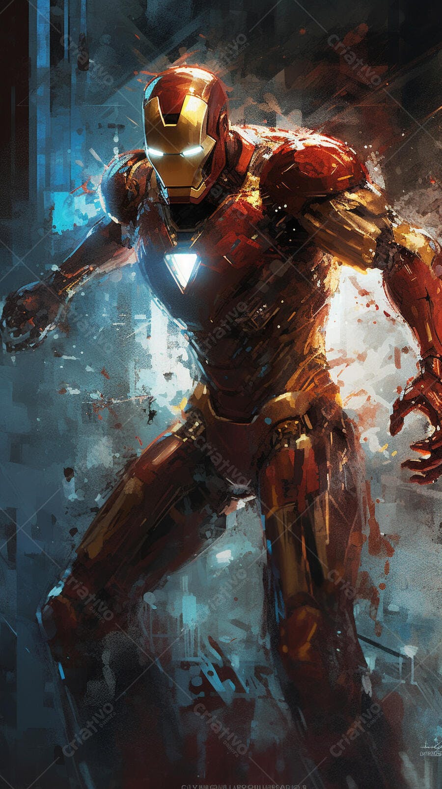 Iron Man arte digital vermelho e azul