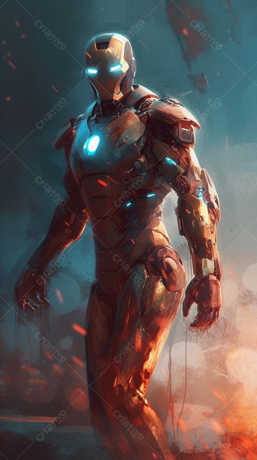 Iron Man armadura dourada e vermelha