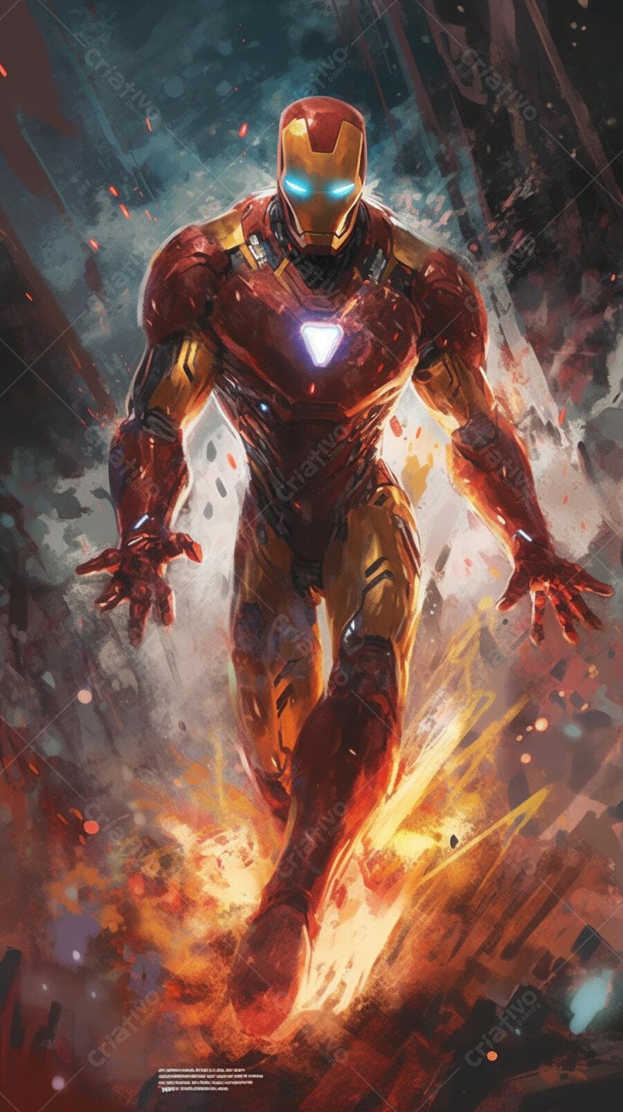 Homem de Ferro em chamas arte digital