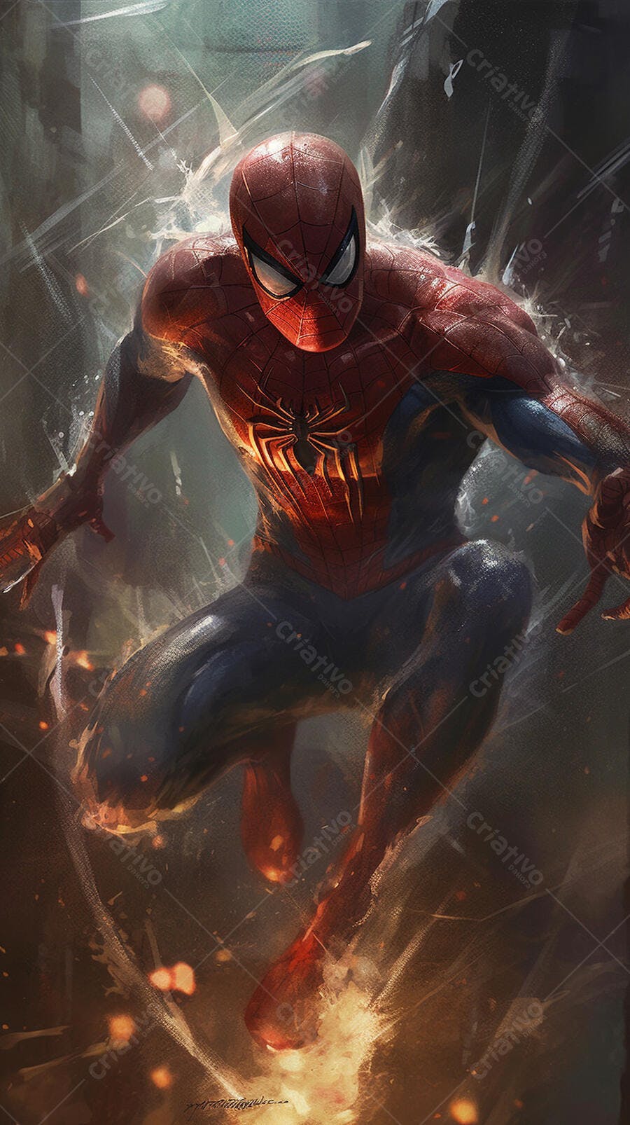 Homem-Aranha em ação cena dramática