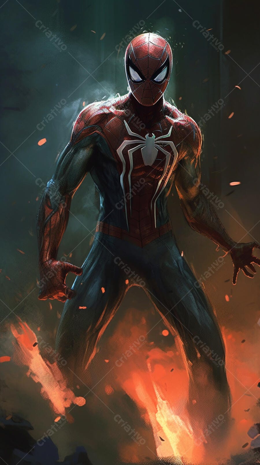 Homem-Aranha em chamas ilustração