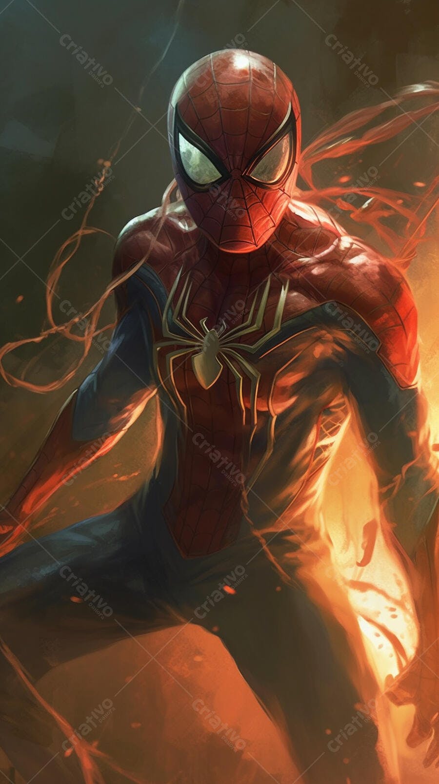 Homem-Aranha em chamas arte digital