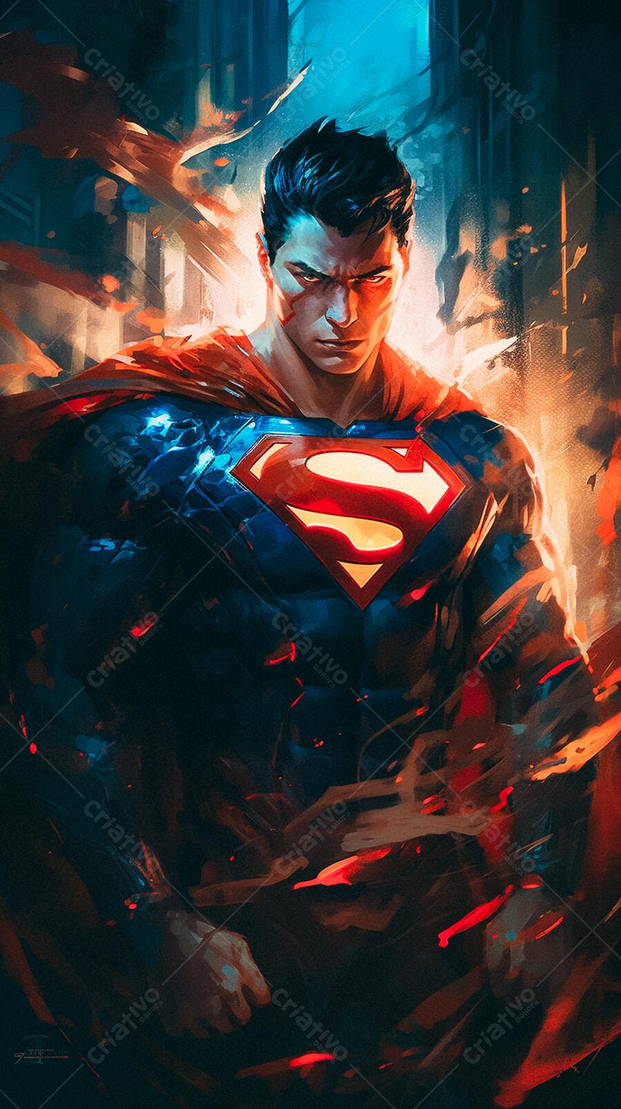 Superman Arte Digital Vermelho e Azul