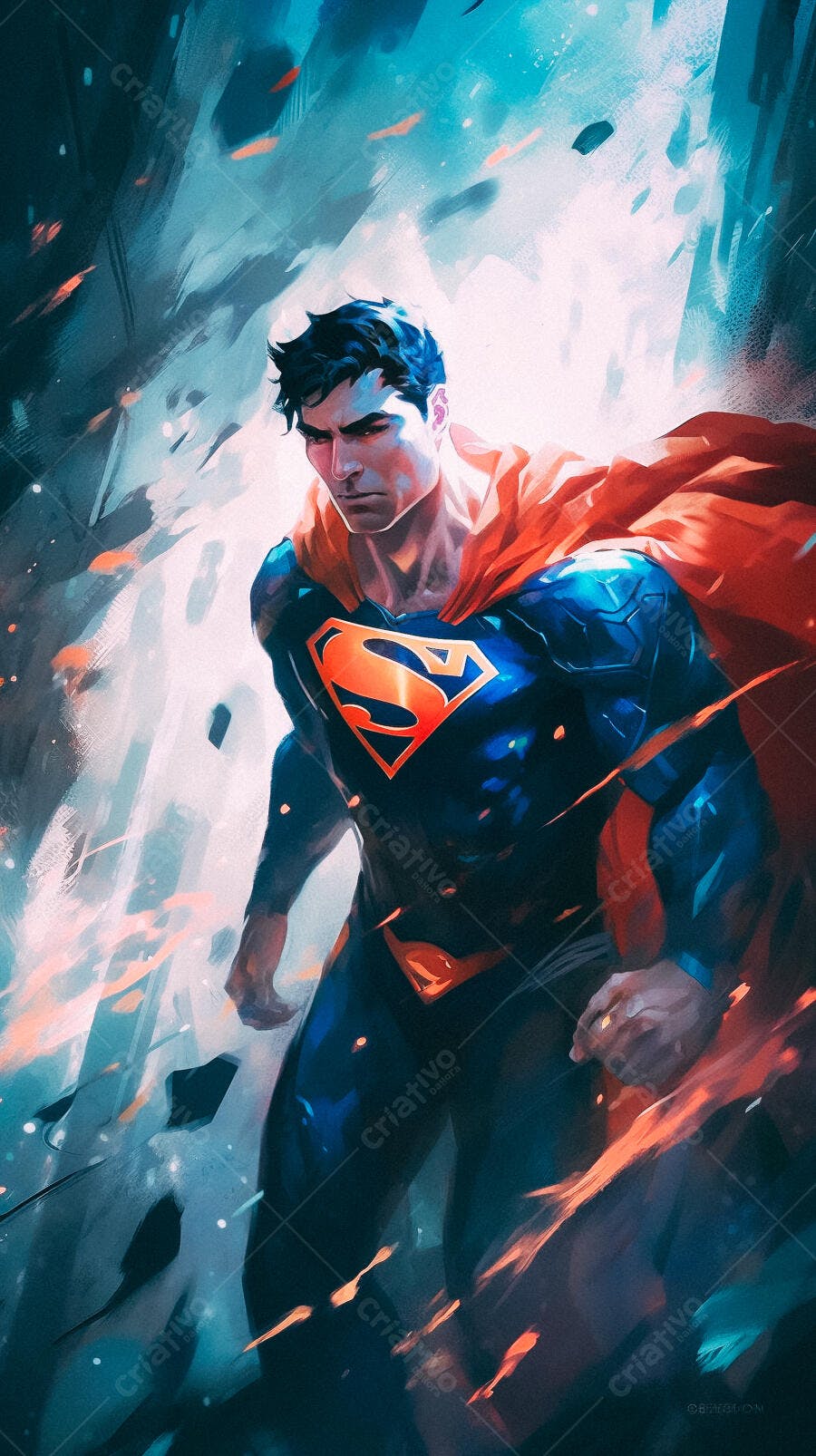 Superman pintura digital azul vermelho