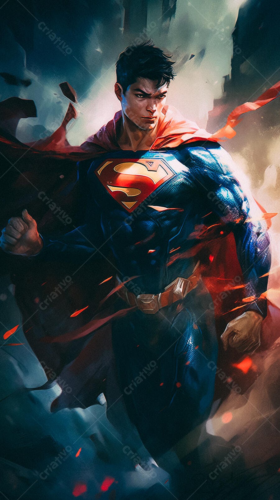 Superman em Pose Heróica fundo escuro