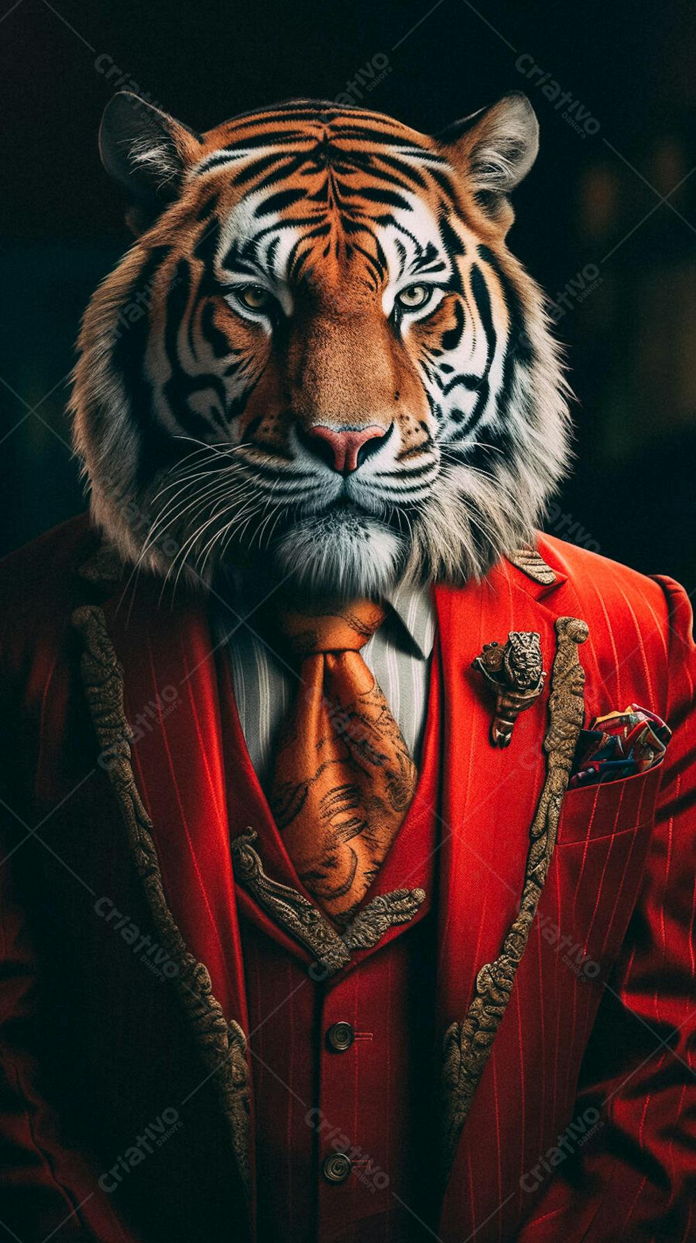 Tigre Elegante Vestindo Terno Estilizado