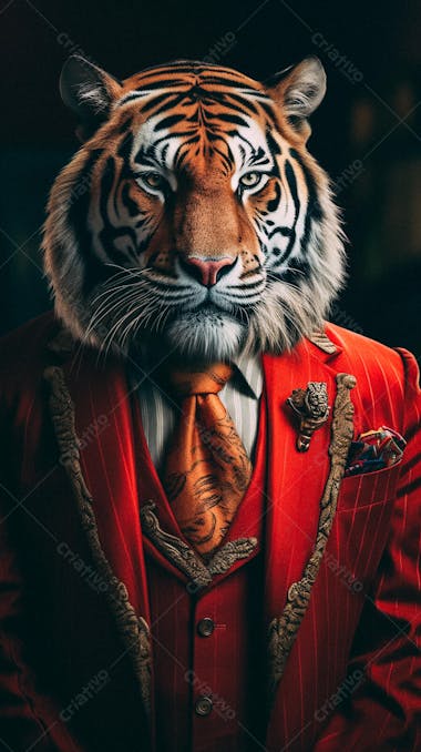 Tigre Elegante Vestindo Terno Estilizado