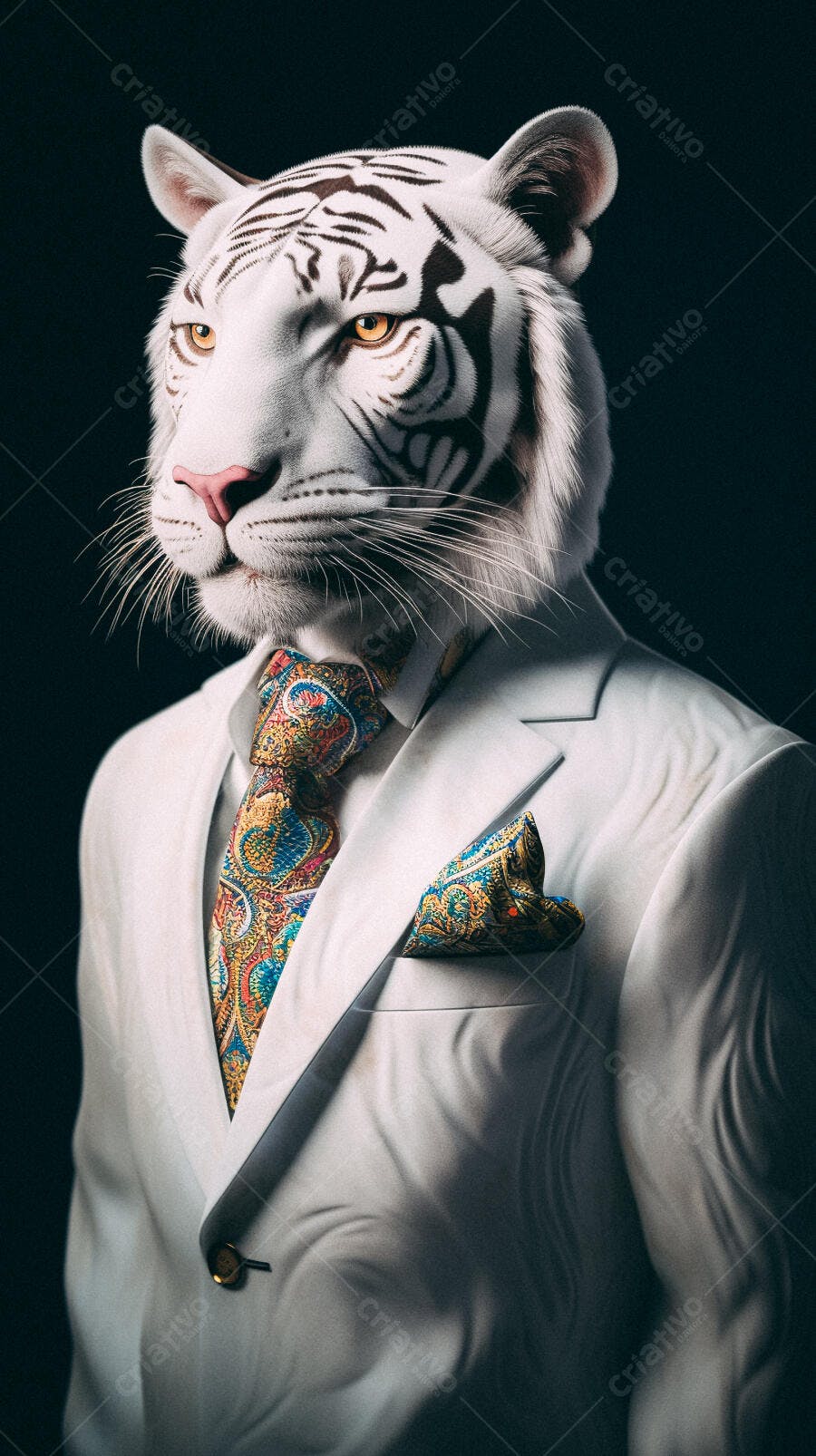 Tigre branco em terno elegante