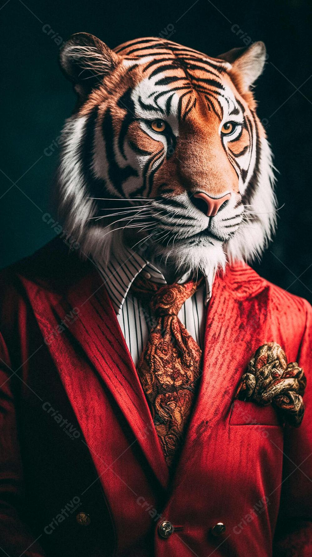 Tigre Elegante Vestindo Terno Estilizado