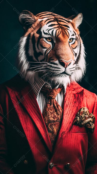 Tigre Elegante Vestindo Terno Estilizado