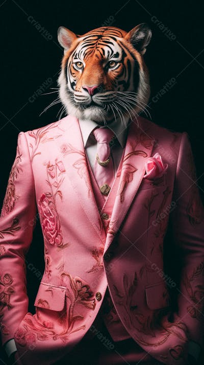 Tigre Elegante Vestindo Terno Estilizado