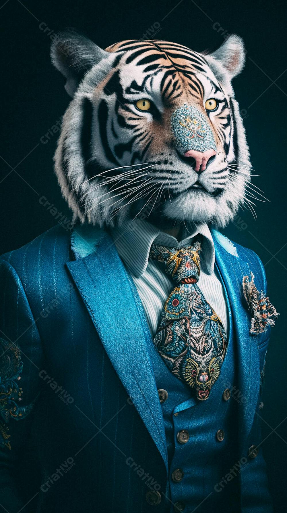 Tigre Elegante Vestindo Terno Estilizado