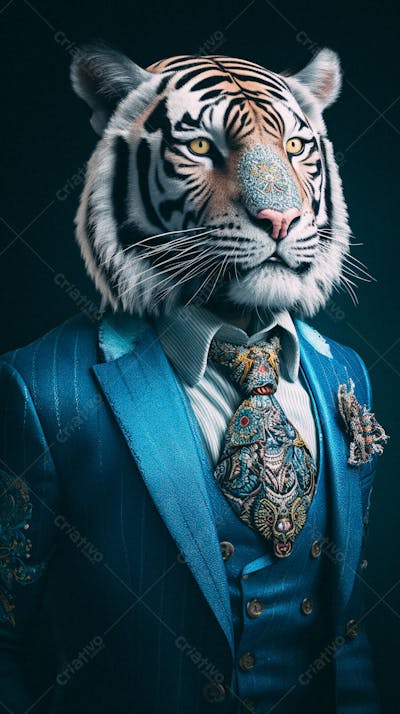Tigre Elegante Vestindo Terno Estilizado