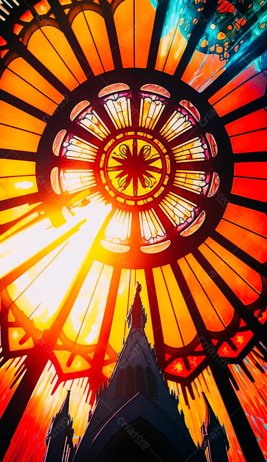 Vitral igreja tons laranja e amarelo