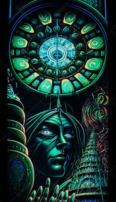 Explorador Observando o Espaço Através de uma Janela Futurista