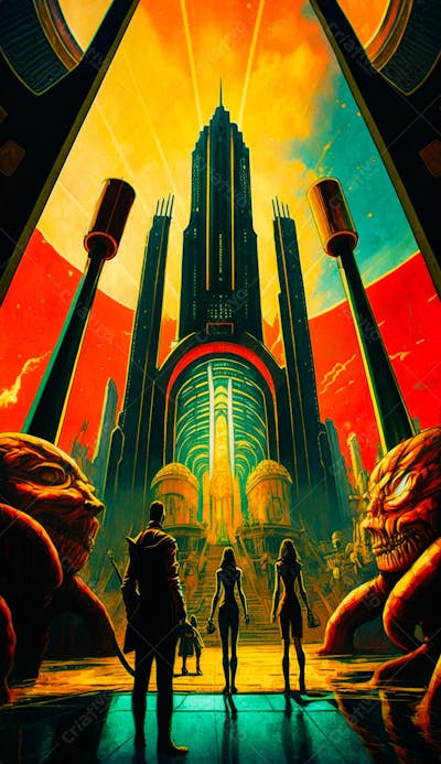 Explorador Observando o Espaço Através de uma Janela Futurista