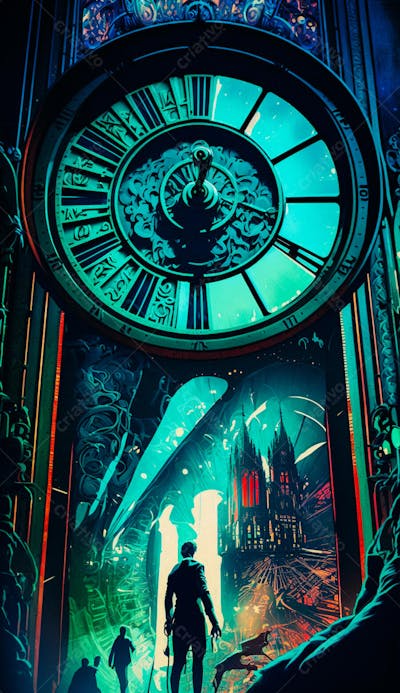 Explorador Observando o Espaço Através de uma Janela Futurista