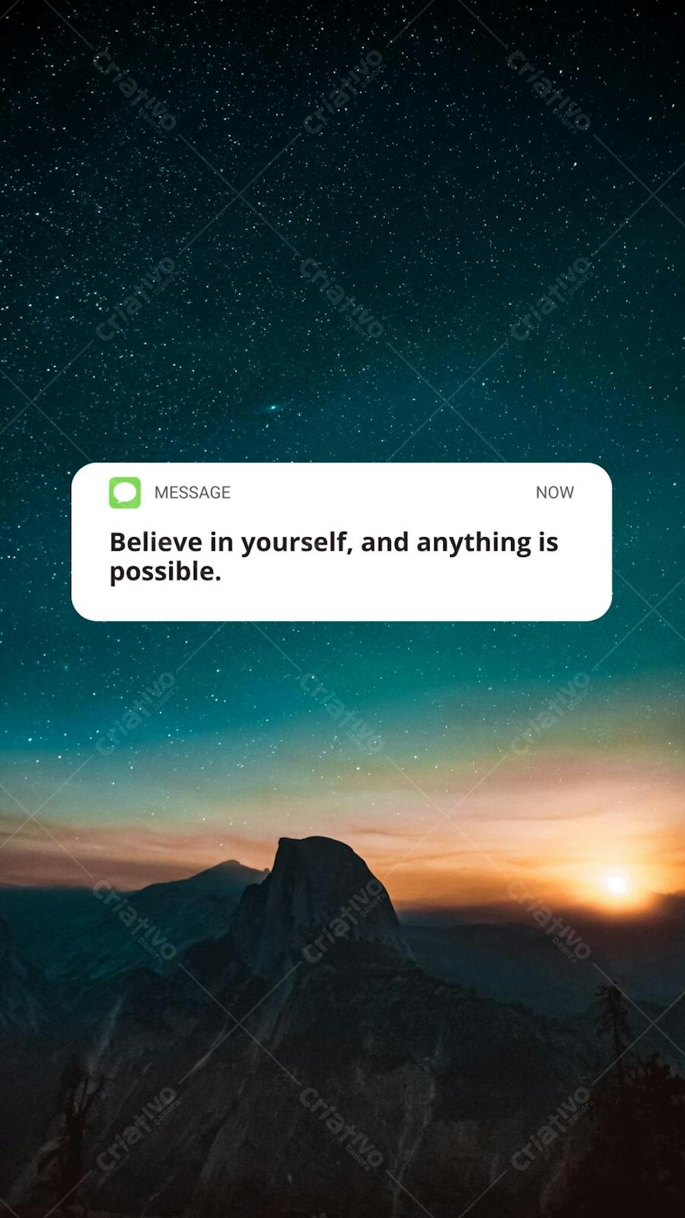 Wallpaper Mensagem Motivacional Sobreposta em Paisagem