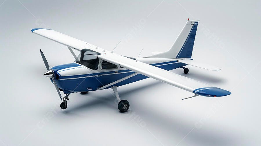 Avião monomotor azul e branco