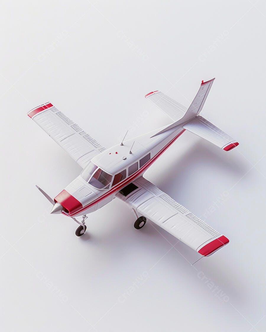 Avião modelo branco e vermelho