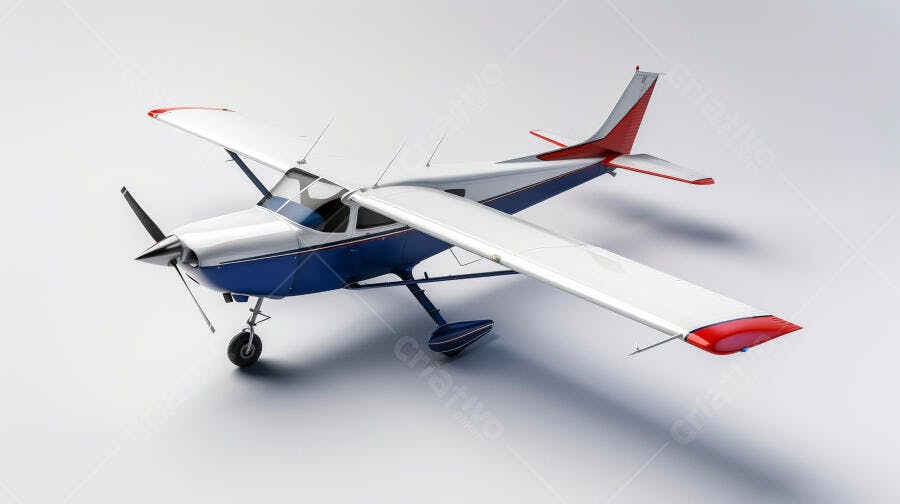Avião leve azul branco e vermelho