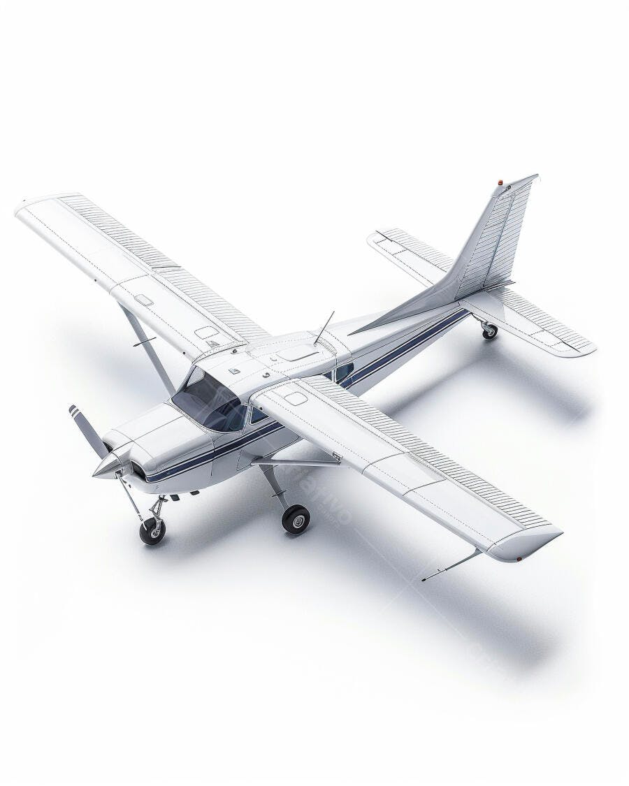 Avião monomotor branco fundo branco