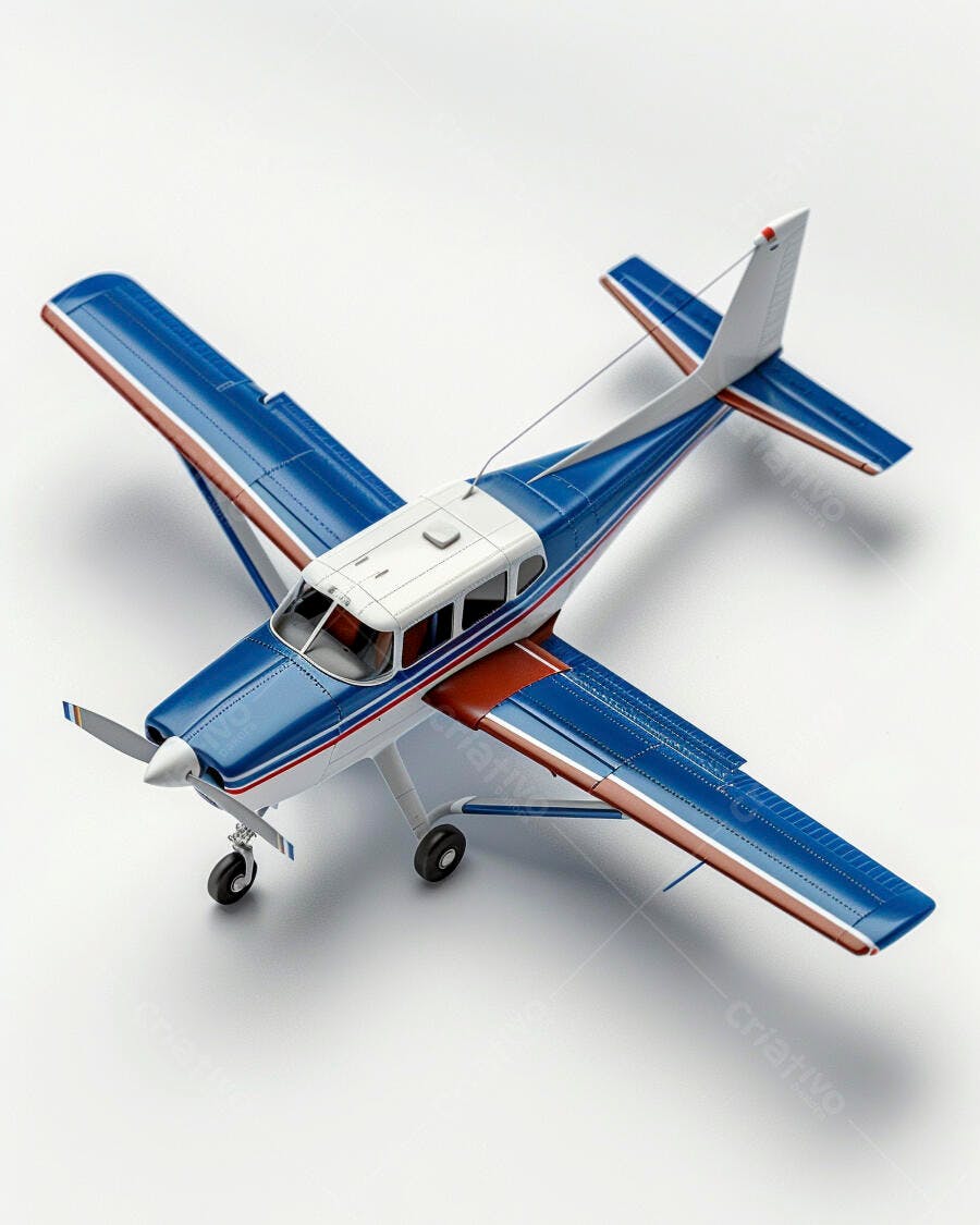 Avião de brinquedo azul e branco