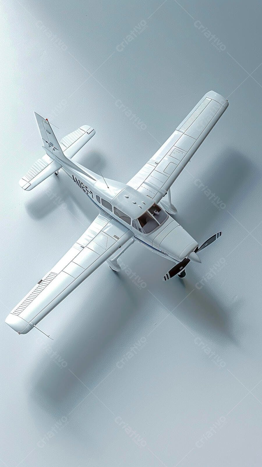 Avião monomotor branco modelo detalhado