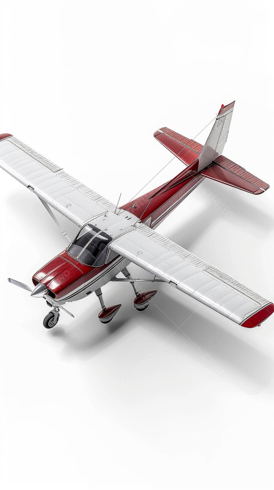 Avião monomotor vermelho e branco