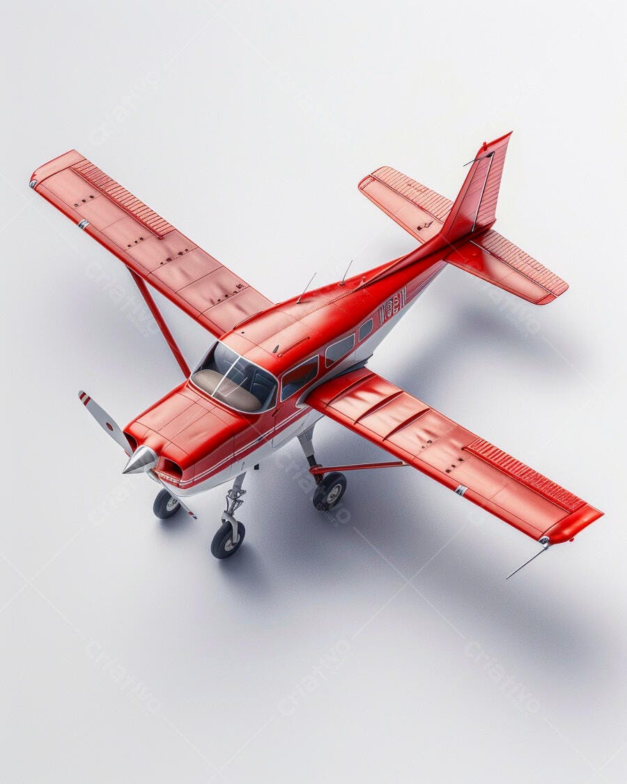 Avião vermelho modelo Cessna sobre fundo branco