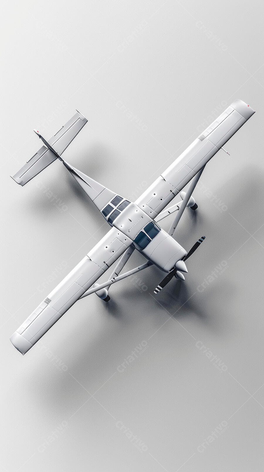 Avião monomotor branco vista aérea