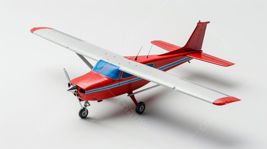 Avião vermelho modelo sobre fundo branco