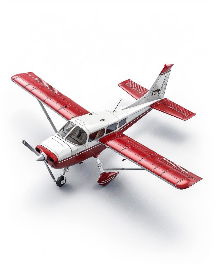 Avião vermelho e branco modelo Cessna