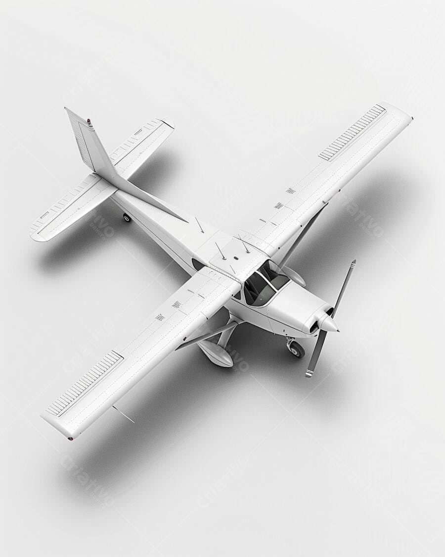 Avião monomotor branco vista aérea