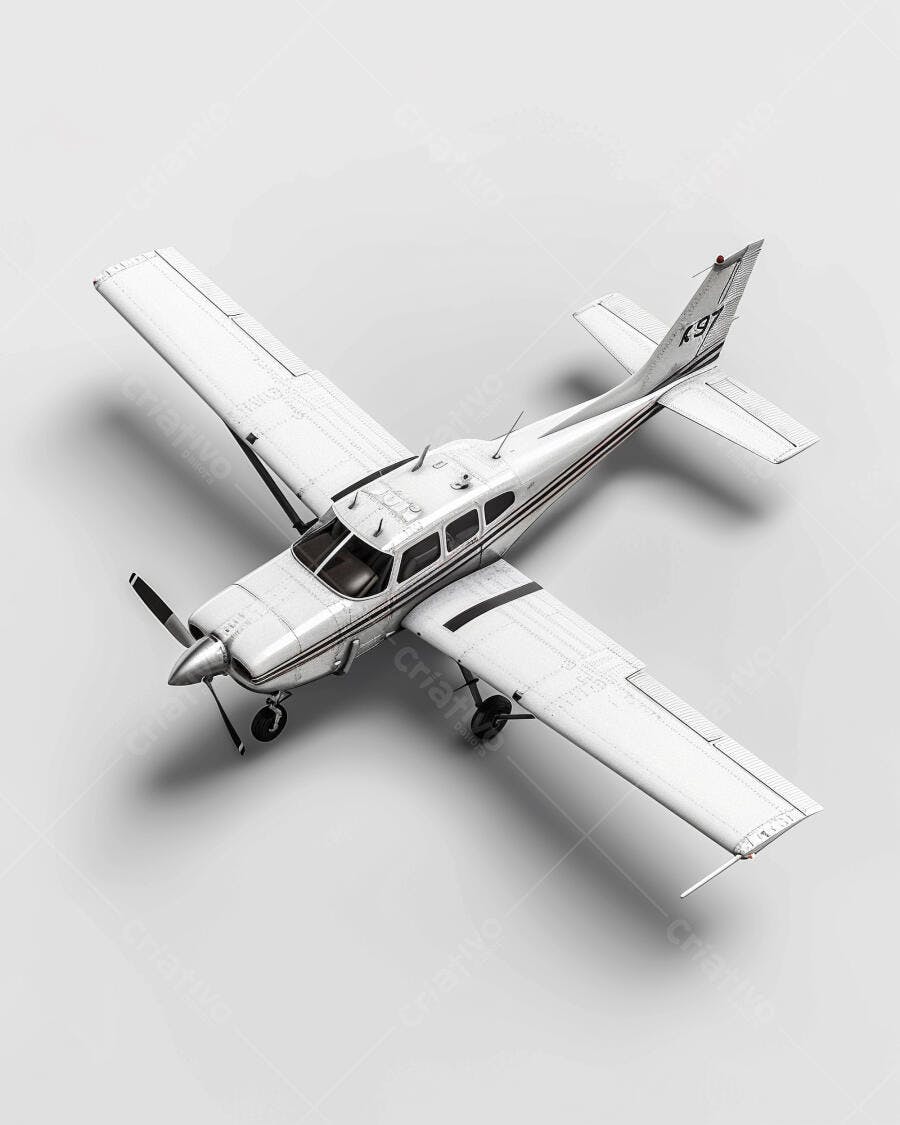 Avião monomotor branco sobre fundo claro