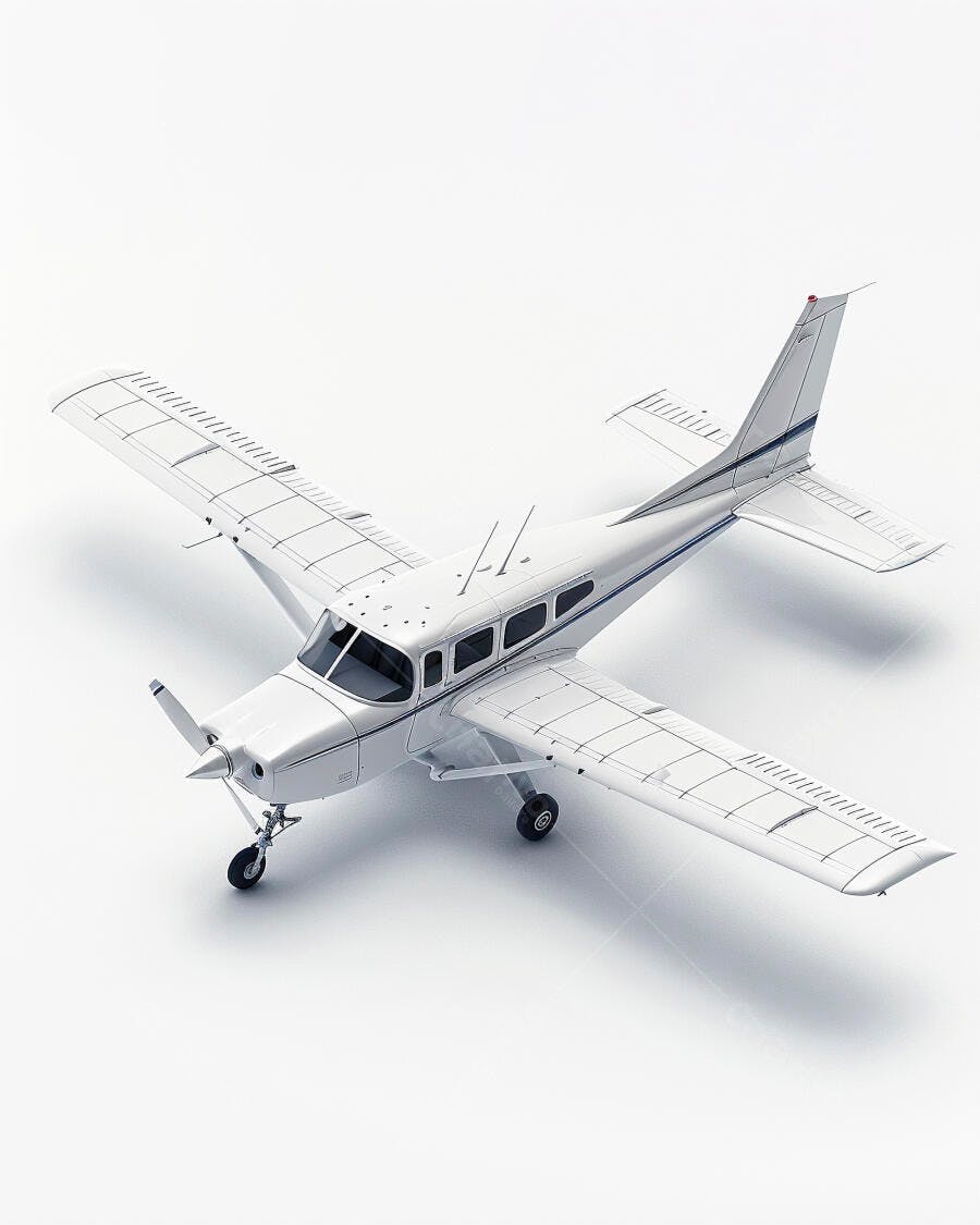 Avião monomotor branco fundo branco