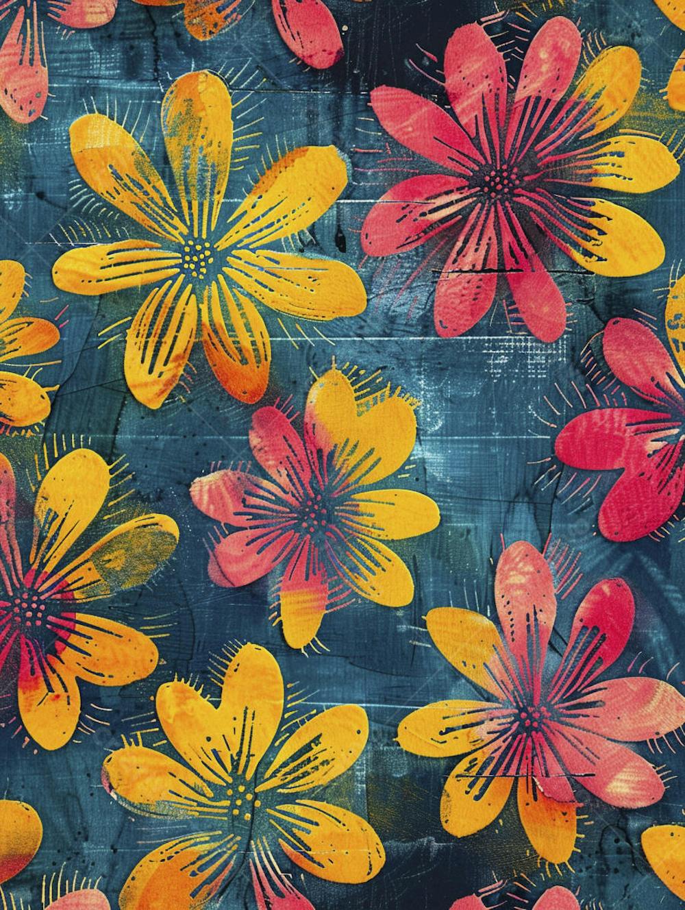 Flores Coloridas em Fundo Preto