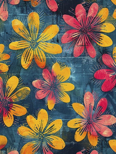 Flores Coloridas em Fundo Preto