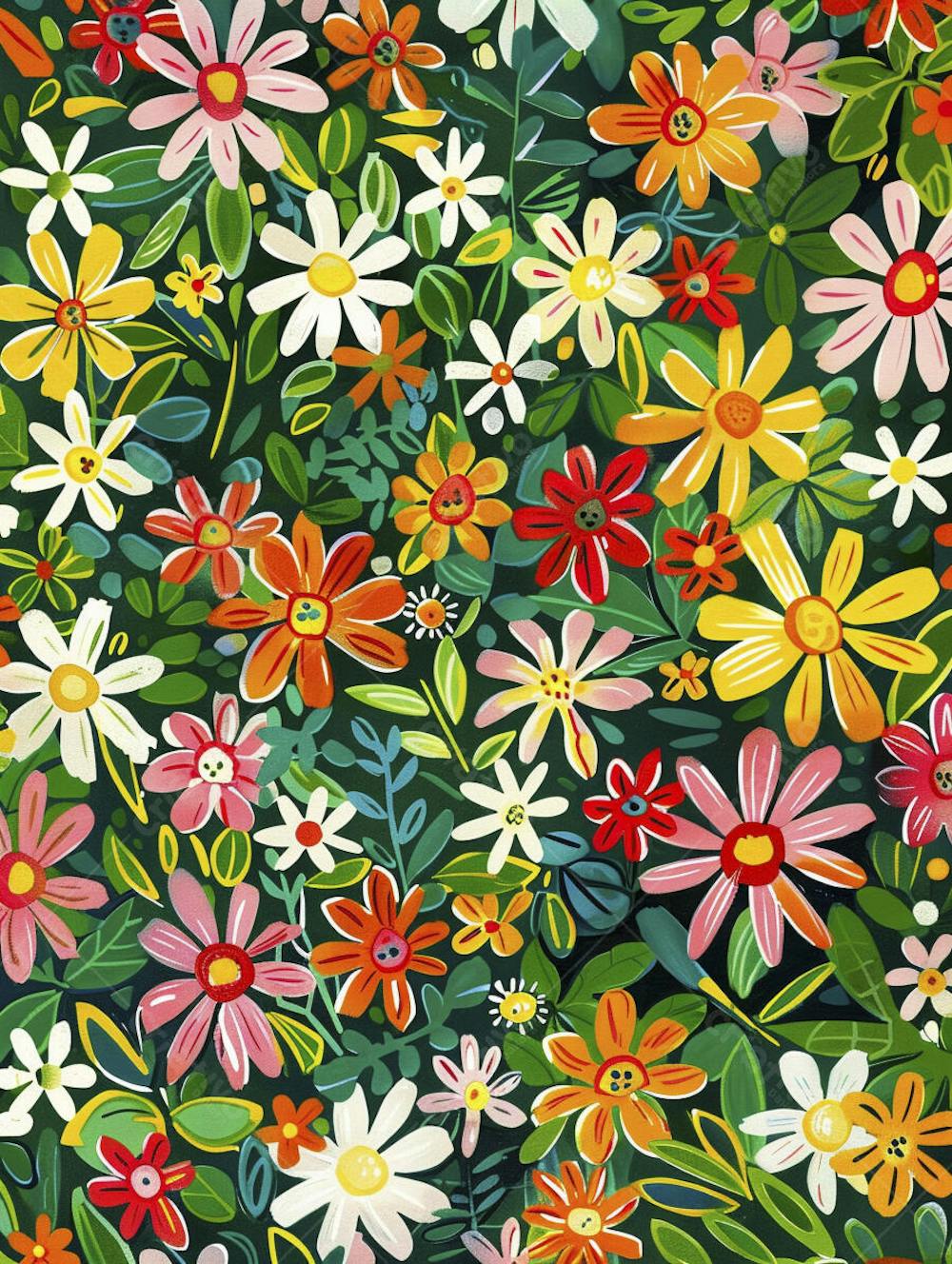 Flores Coloridas em Fundo Preto